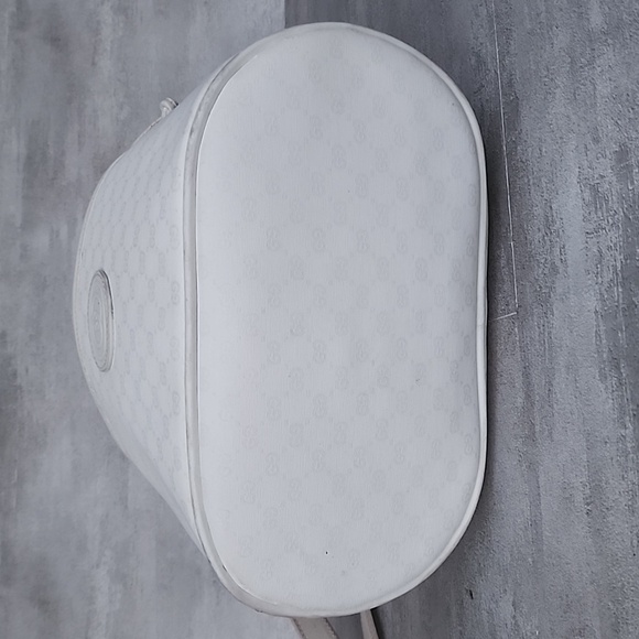 Vintage Gucci White Leather and Canvas Bucket Bag OPHIDIA BUCKET CROSSBODY BAG - Picture 7 of 14